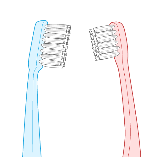歯ブラシのヘッドが大きい歯ブラシとヘッドが小さい歯ブラシ